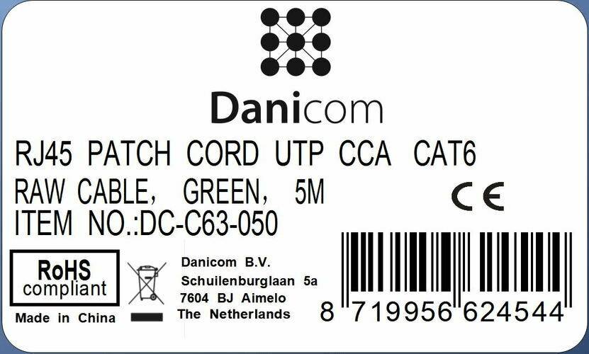 Danicom - CAT 6 Netzwerkkabel U/UTP - 2 Meter - Grün - CCA