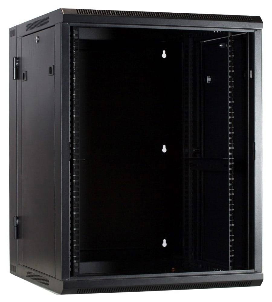 Danicom - 15 HE Serverschrank, wendbares Wandgehäuse mit Glastür (BxTxH) 600 x 600 x 770mm
