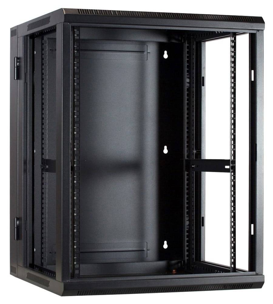 Danicom - 15 HE Serverschrank, wendbares Wandgehäuse mit Glastür (BxTxH) 600 x 600 x 770mm