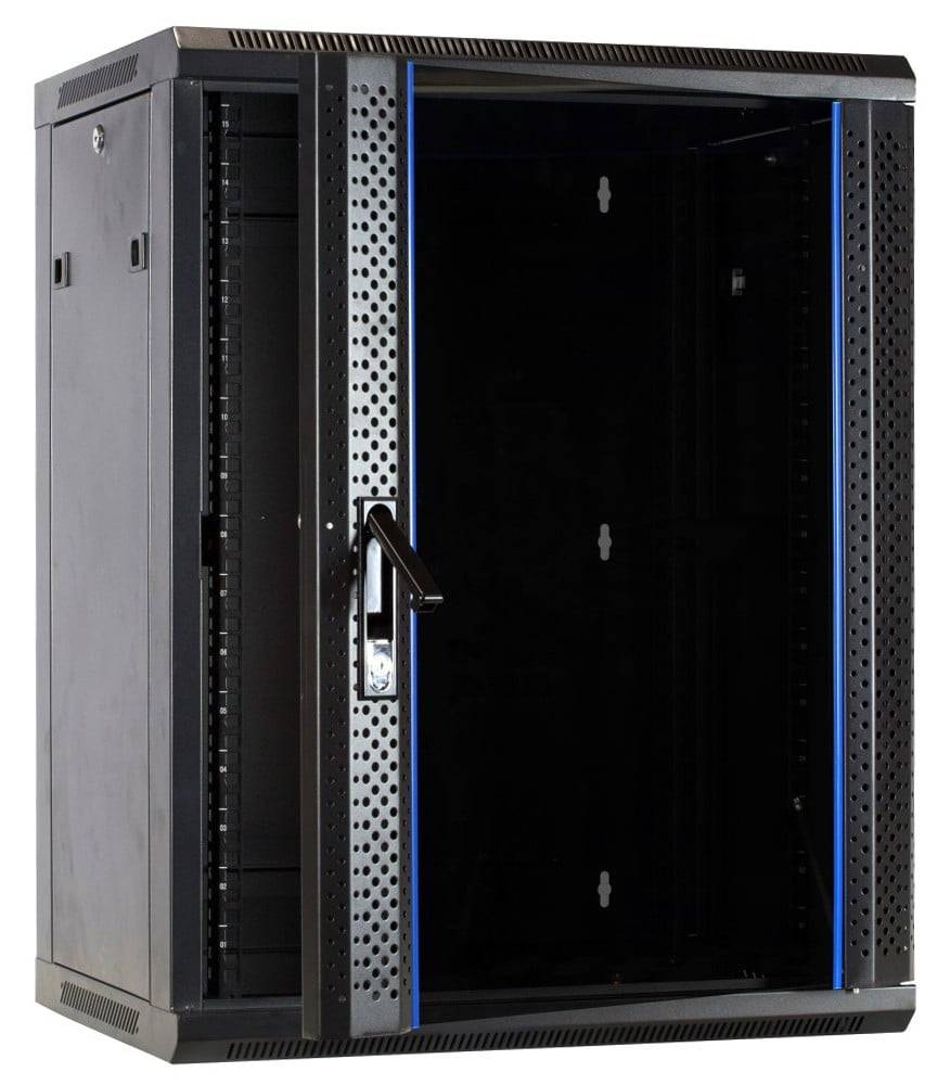 Danicom - 15 HE Serverschrank, Wandgehäuse, mit Glastür (BxTxH) 600 x 450 x 770 mm