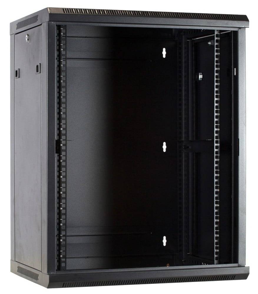 Danicom - 15 HE Serverschrank, Wandgehäuse, mit Glastür (BxTxH) 600 x 450 x 770 mm