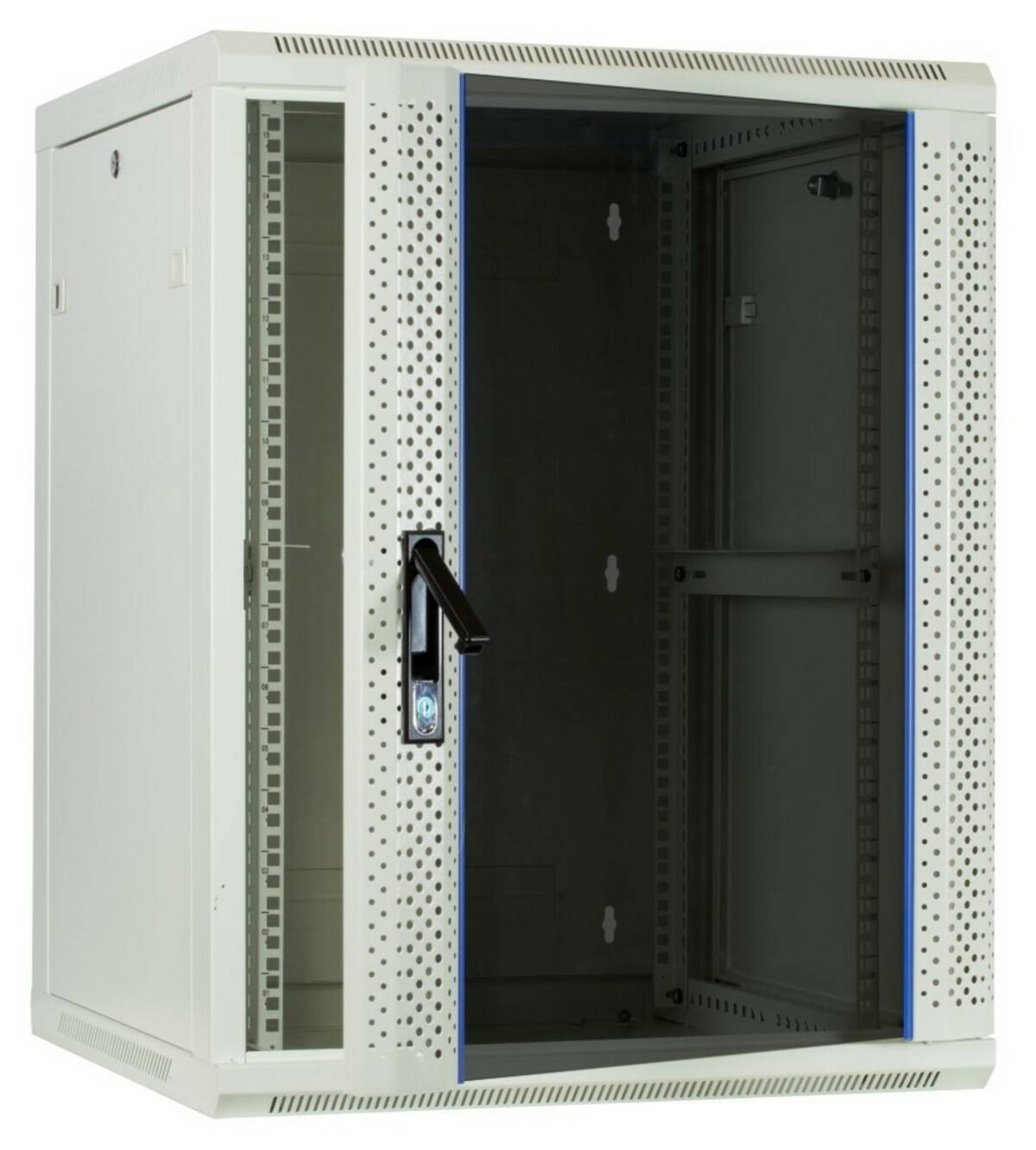 Danicom - 15 HE Serverschrank, Wandgehäuse mit Glastür Weiß (BxTxH) 600 x 600 x 770mm