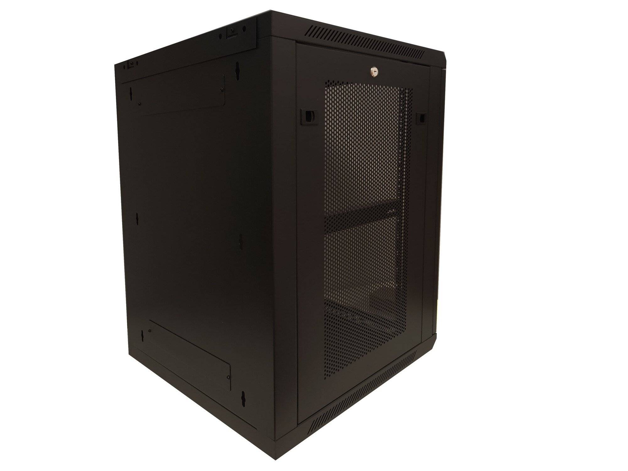 Danicom - 15 HE Serverschrank, 19” Wandgehäuse mit Glastür und Perforierte Seitenwände (BxTxH) 600 x 600 x 770mm