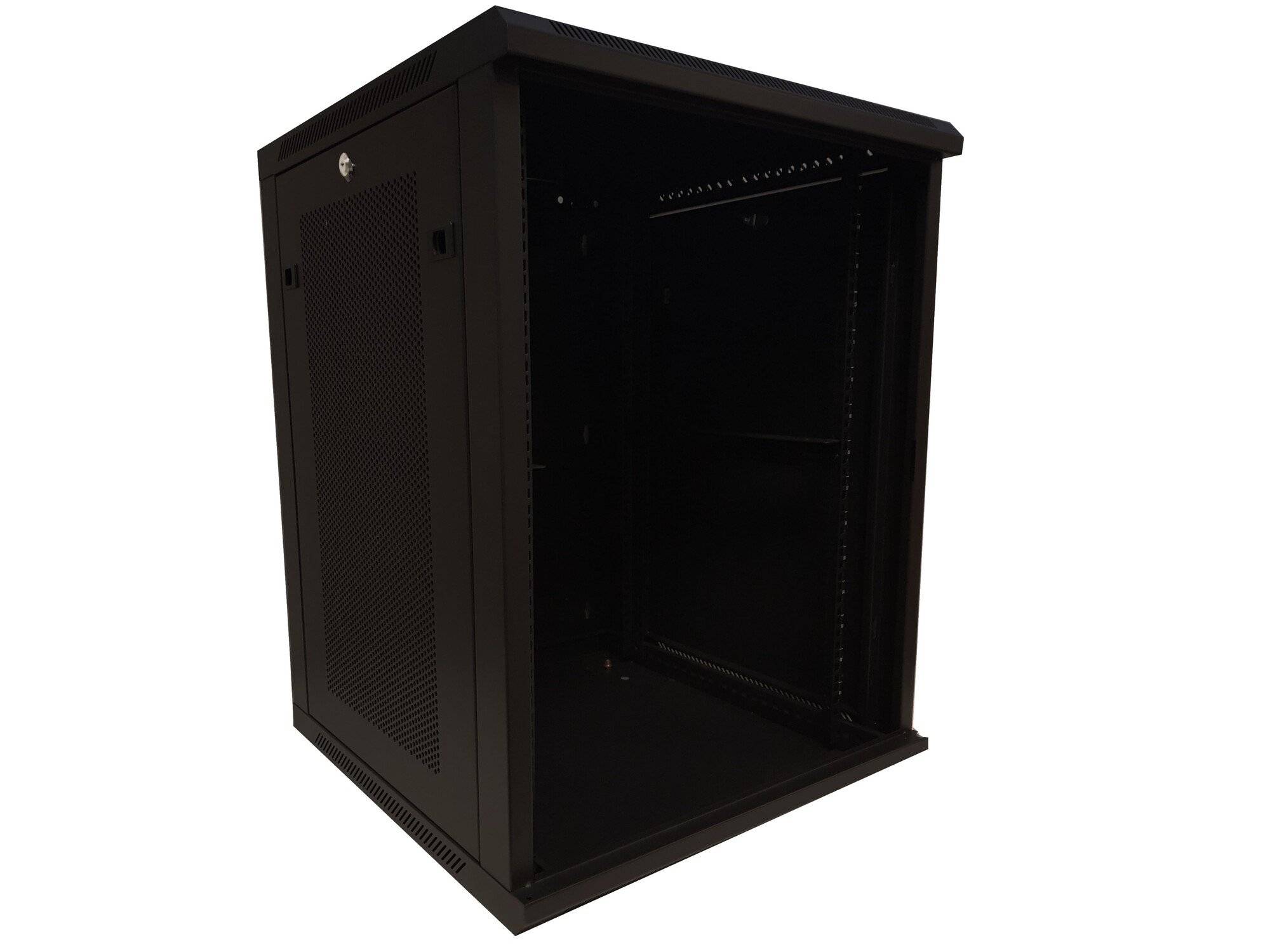Danicom - 15 HE Serverschrank, 19” Wandgehäuse mit Glastür und Perforierte Seitenwände (BxTxH) 600 x 600 x 770mm