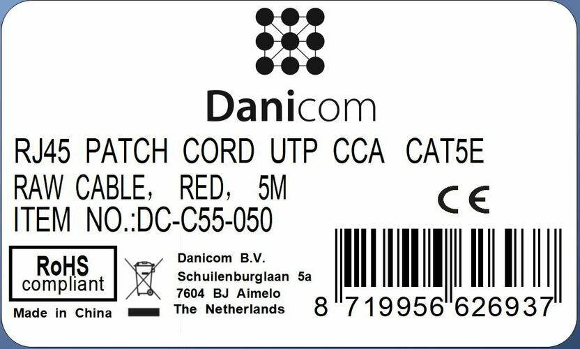 Danicom - CAT 5e Netzwerkkabel U/UTP – 5 Meter - Rot - CCA