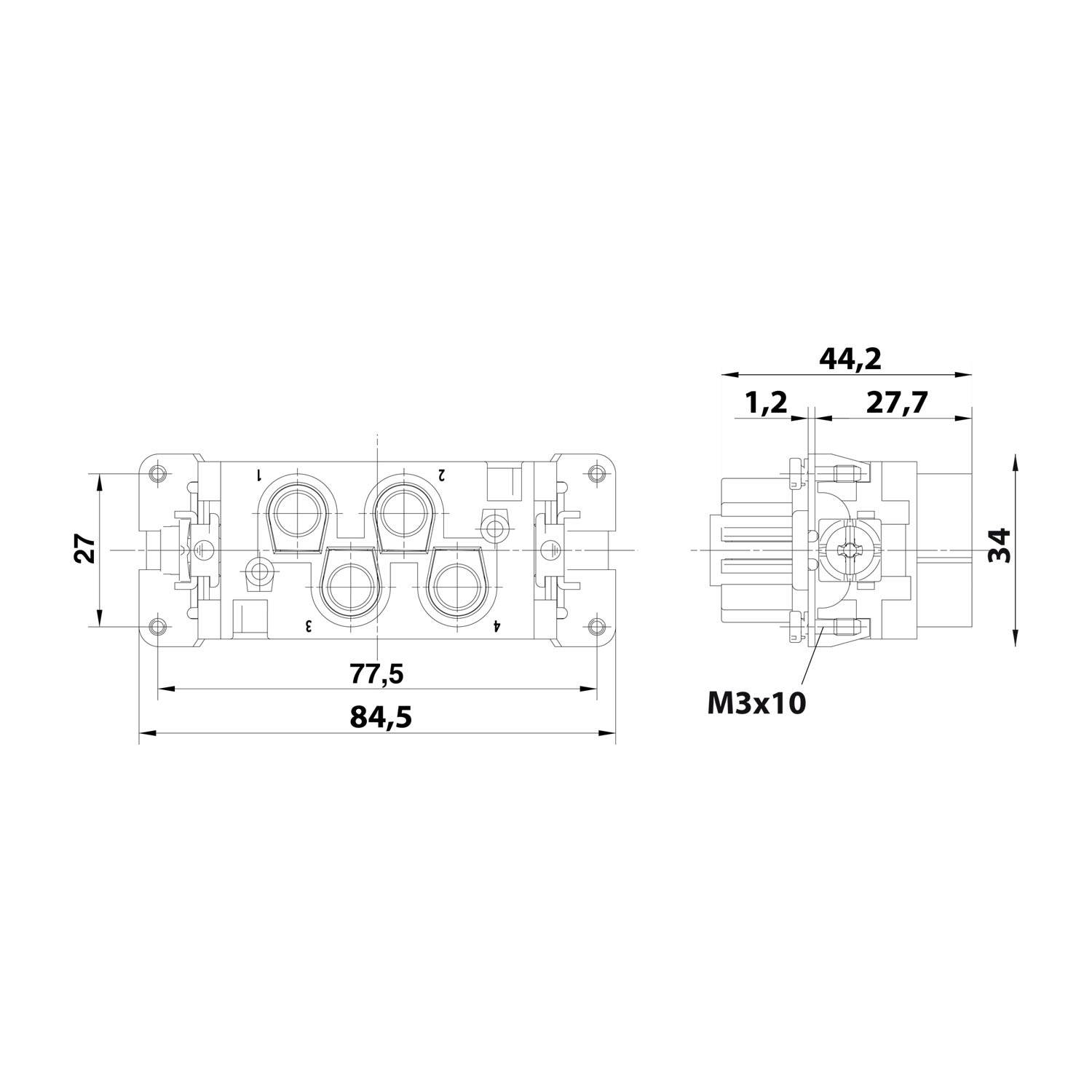 Harting 09 38 006 2711 Buchseneinsatz Han® Com 4+ PE Schrauben 10 St. - 1,5-16 m
