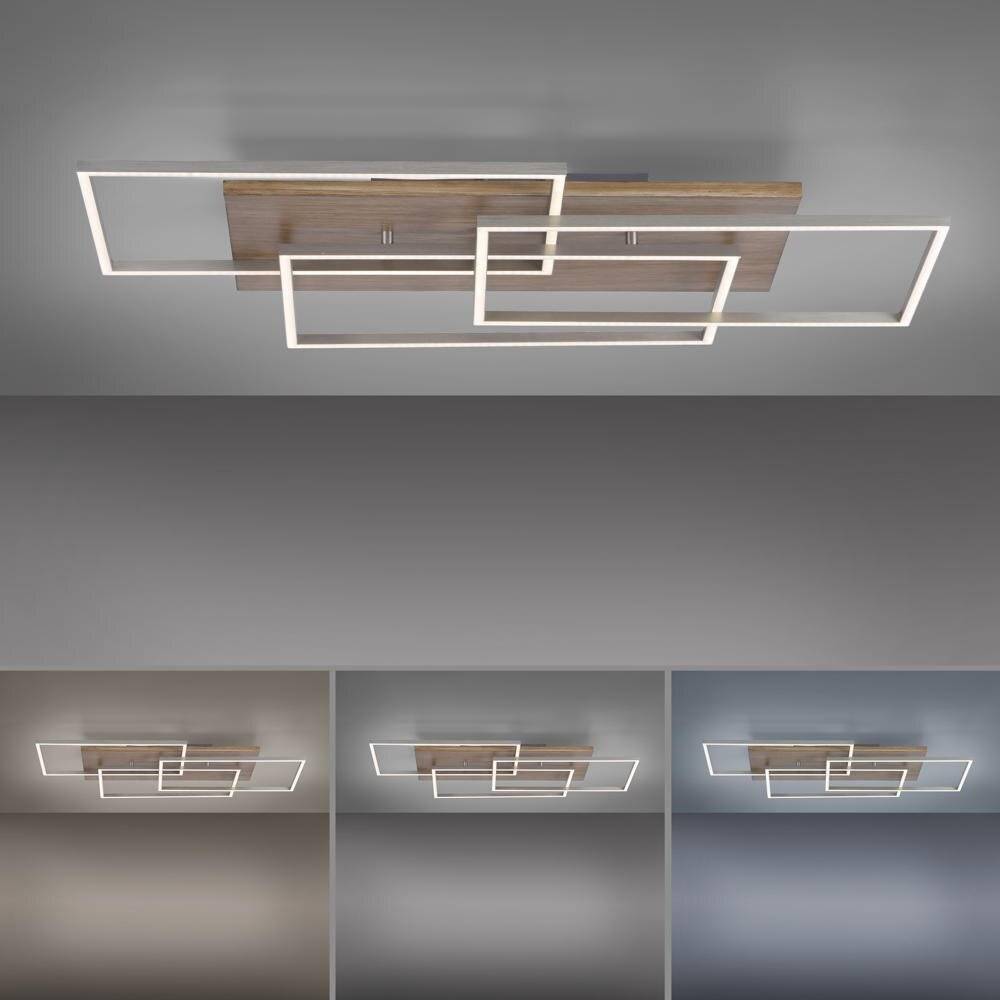 LED Deckenleuchte Palma in Natur-dunkel und Silber 3x 13,3W 2500lm [Gebraucht - Wie Neu]