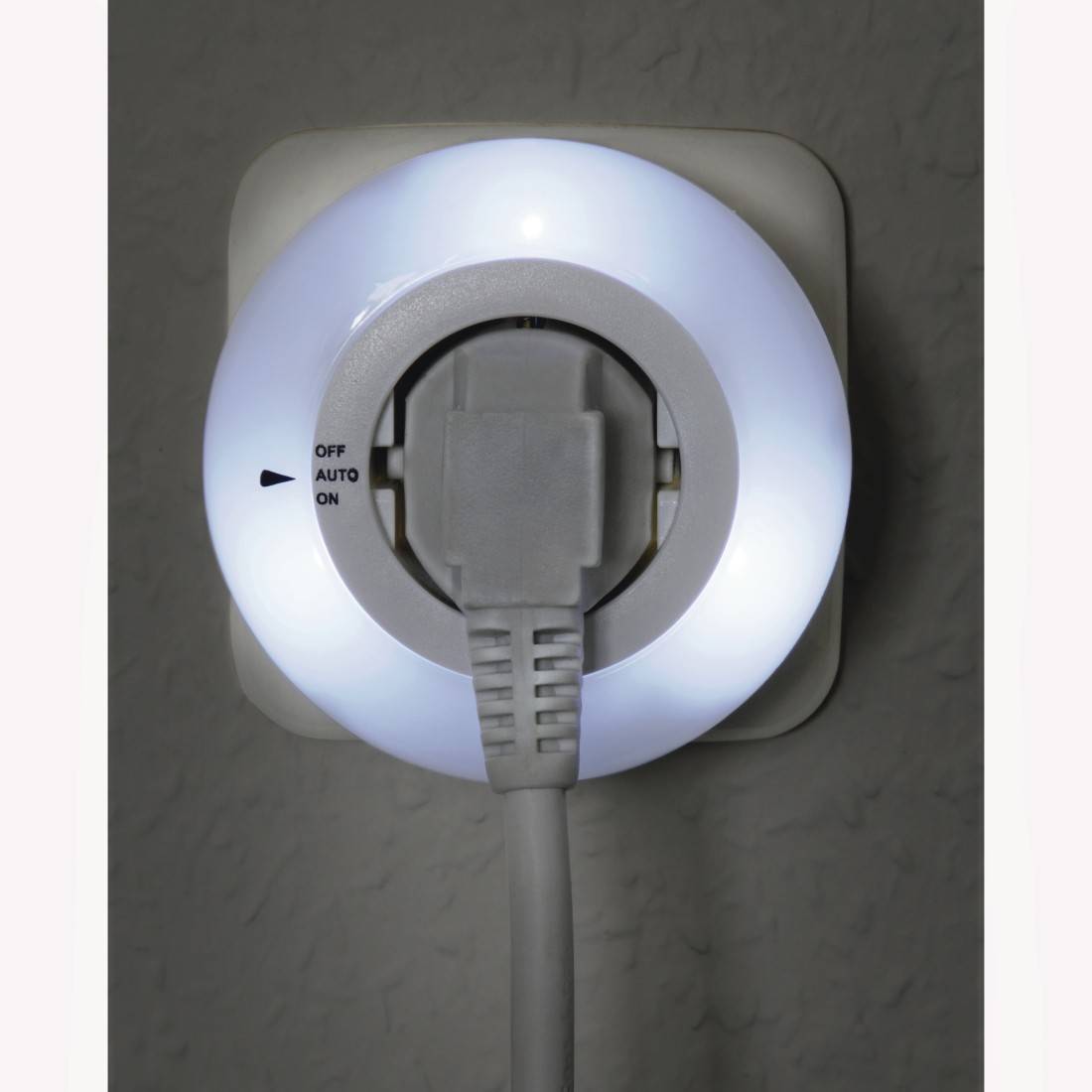 hama 00223496 LED-Nachtlicht "Circle" m. integr. Steckdose, Lichtsensor, Berührungsschutz