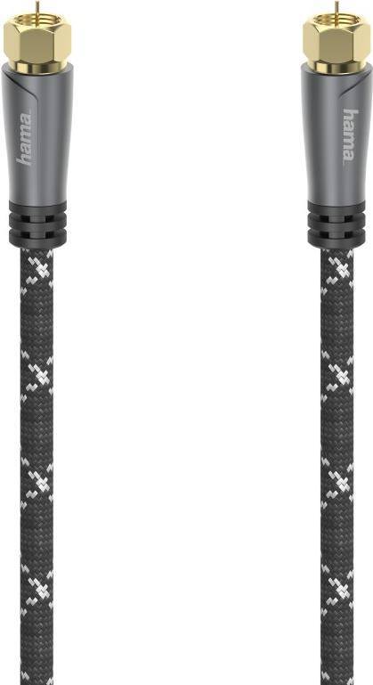 hama 00205079 SAT-Anschlusskabel, F-Stecker - F-Stecker, Metall, vergoldet, 5,0 m, 120 dB