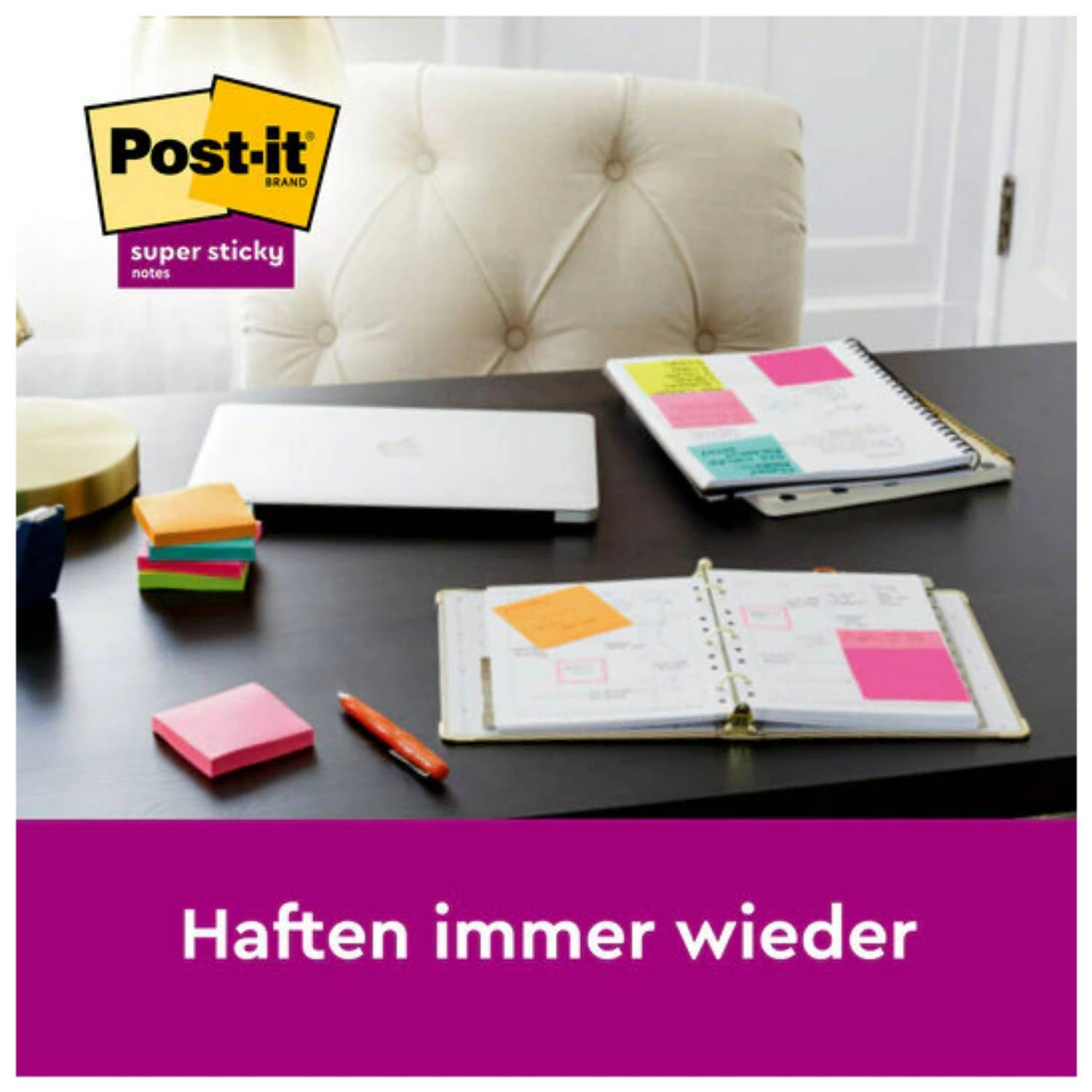 Haftnotiz Super Sticky Notes Playful Collection 47,6x47,6mm 90 Blatt VE=12 Blöcke