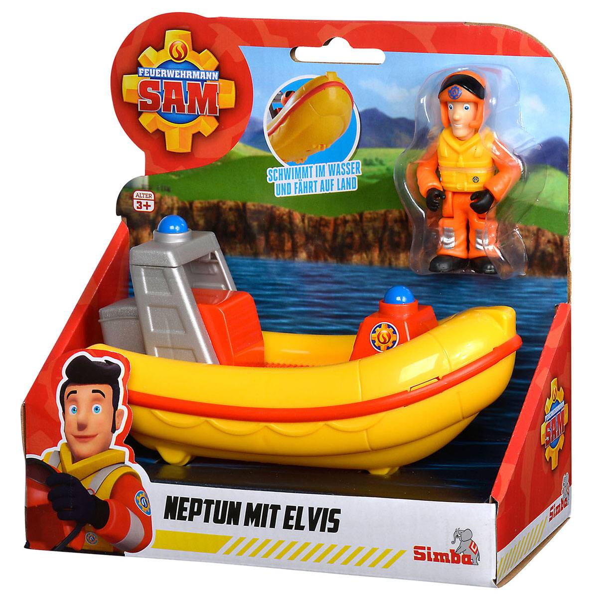 Simba Feuerwehrmann Sam Rescue Boat mit Spielfigur Elvis