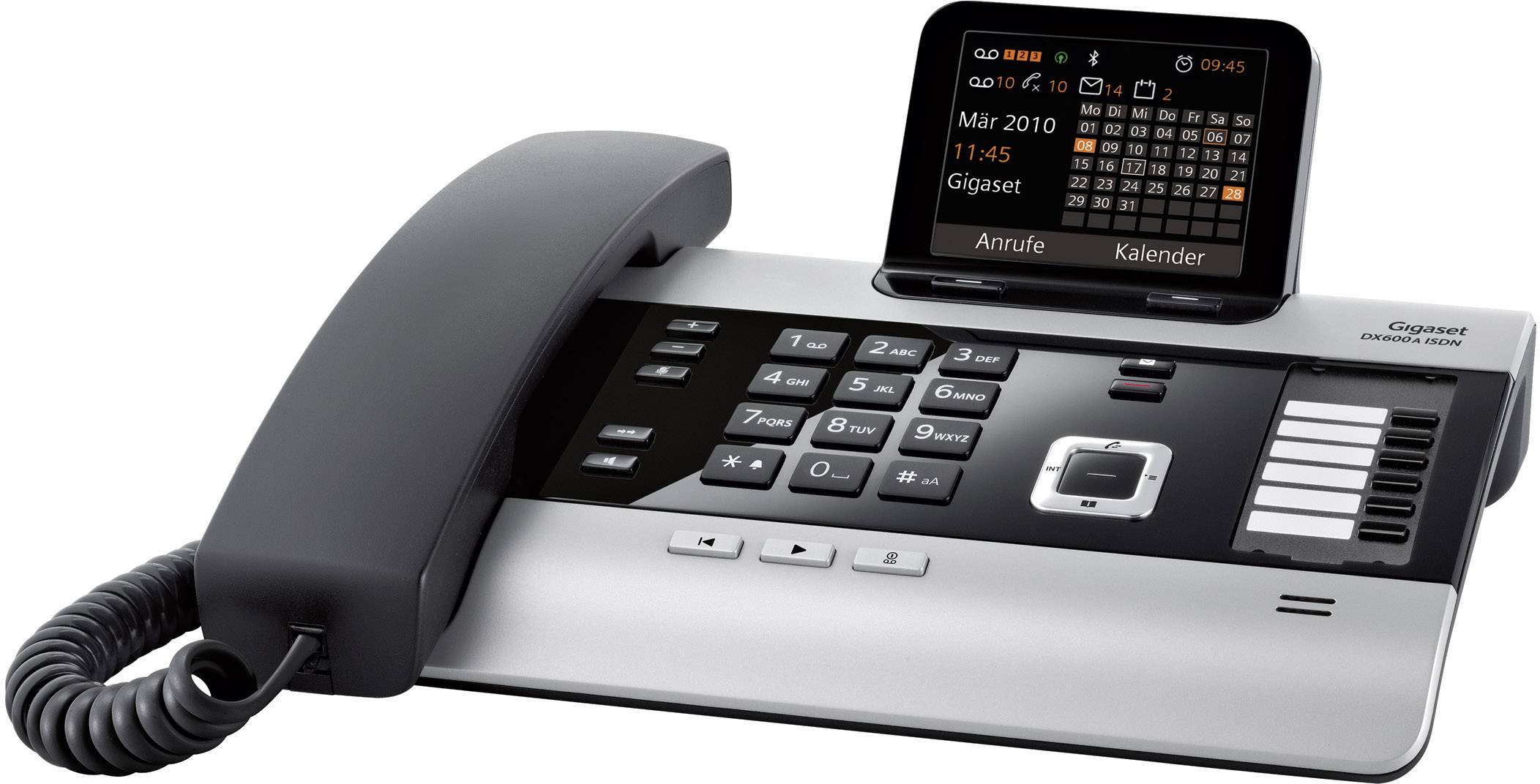 Gigaset DX600A ISDN Systemtelefon, ISDN Anrufbeantworter, Bluetooth Farbdisplay Silber, Schwarz