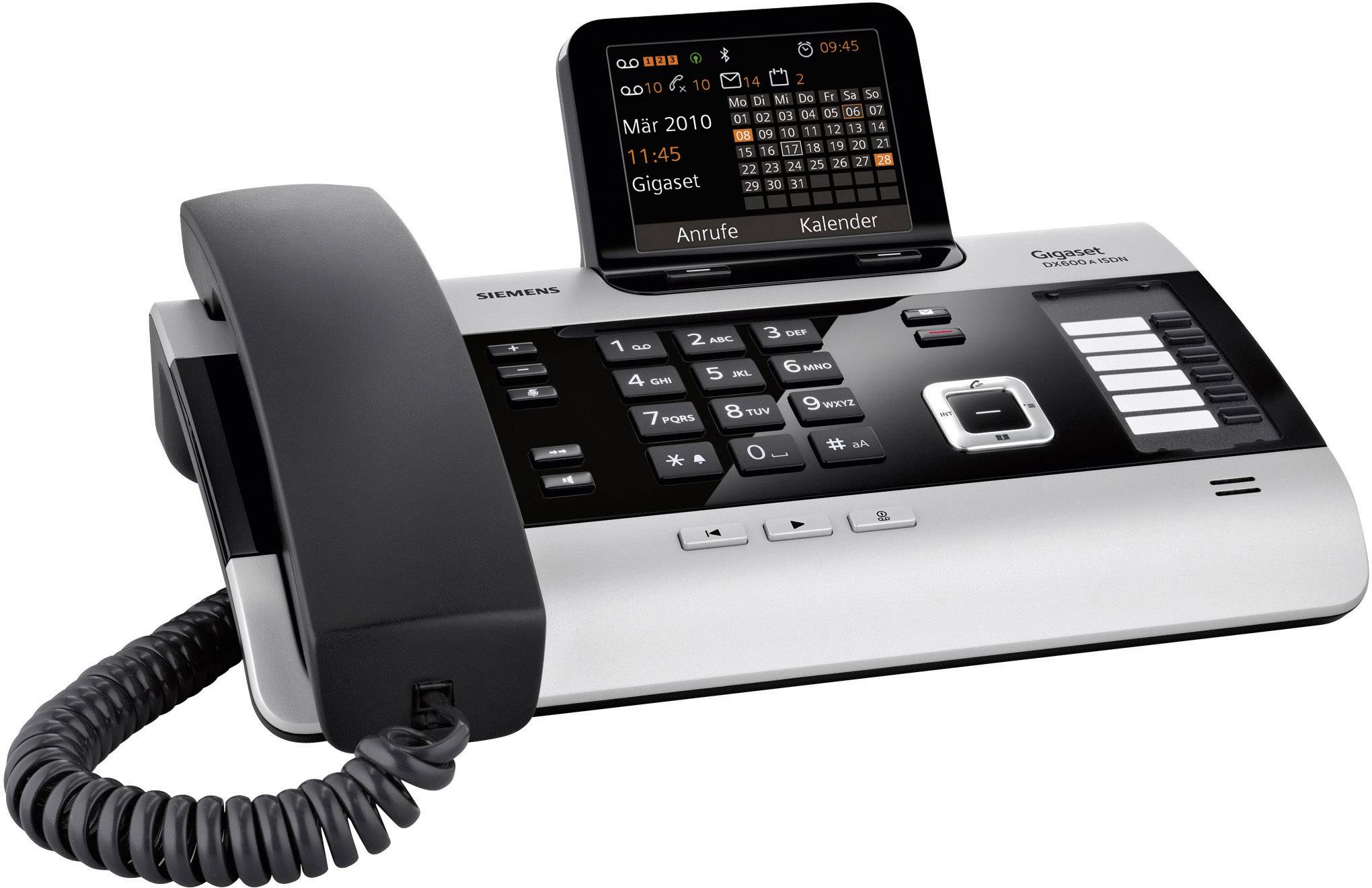 Gigaset DX600A ISDN Systemtelefon, ISDN Anrufbeantworter, Bluetooth Farbdisplay Silber, Schwarz
