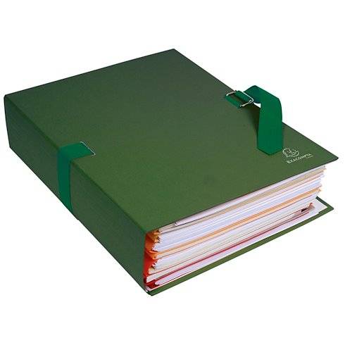 Exacompta 10x Dokumentenmappe Karton 2,7mm, Faltenrücken, A4, Dunkelgrün, 733E