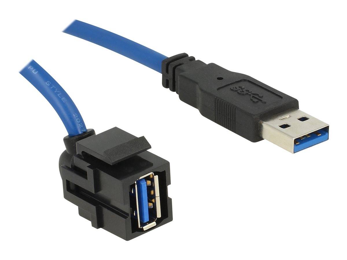 Delock Keystone Modul USB 5 Gbps Typ-A Buchse 250° zu Typ-A Stecker mit