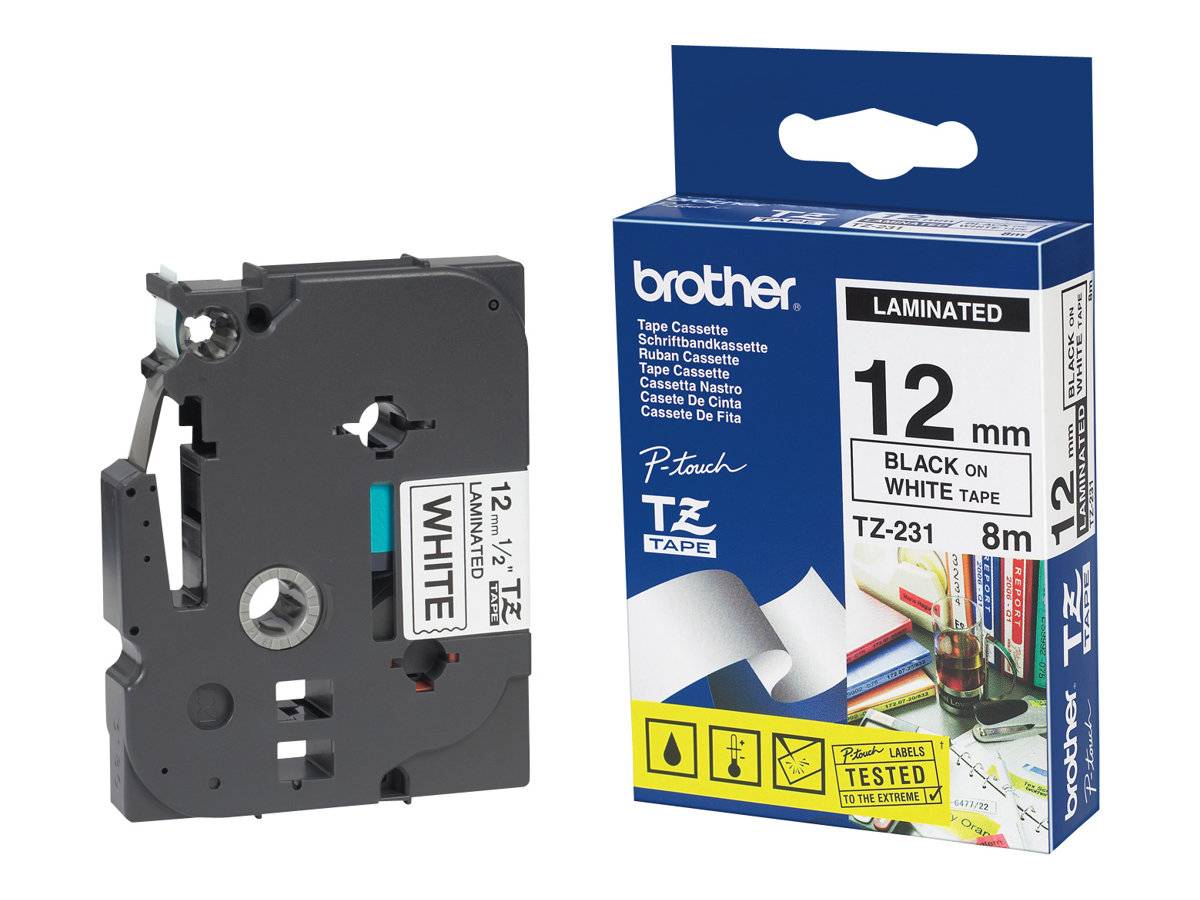 Brother TZ231 - Schwarz auf Weiß - Rolle (1,2 cm x 8 m)