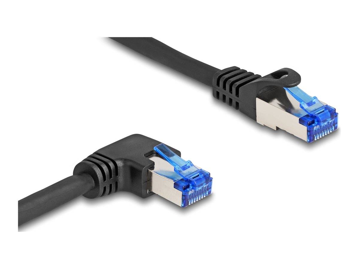 Delock RJ45 Netzwerkkabel Cat.6A S/FTP gerade / rechts gewinkelt 3 m schwarz