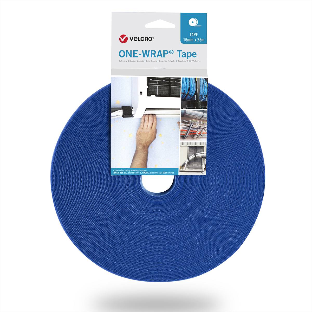 VELCRO® One Wrap® Band 10mm breit, blau, 25m