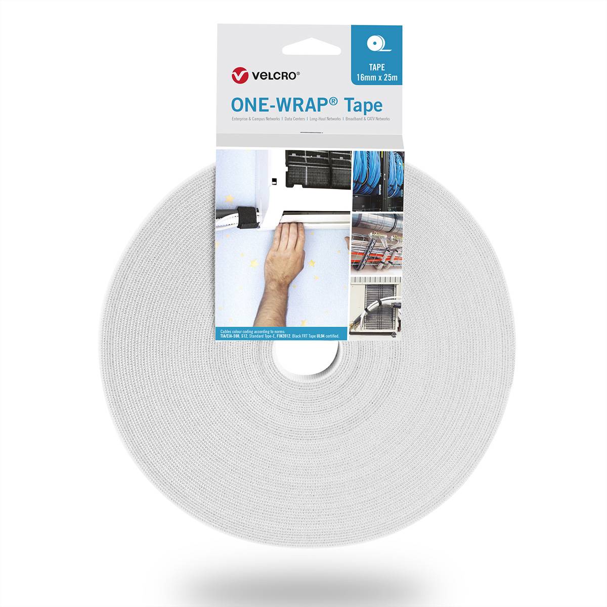 VELCRO® One Wrap® Band 13mm breit, weiß, 25m