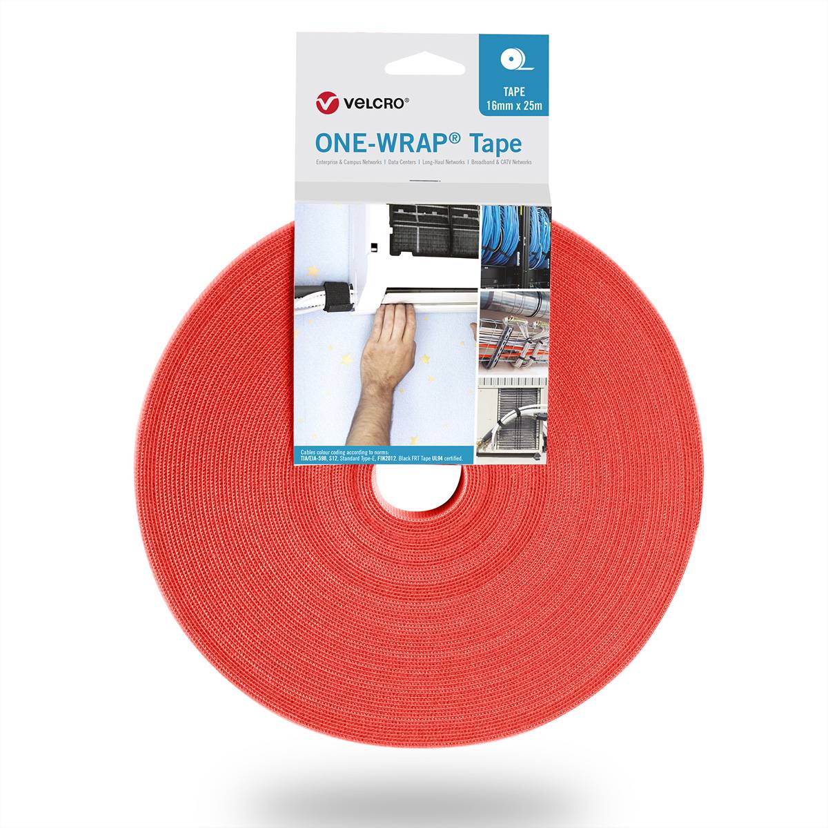 VELCRO® One Wrap® Band 20mm breit, orange, 25m