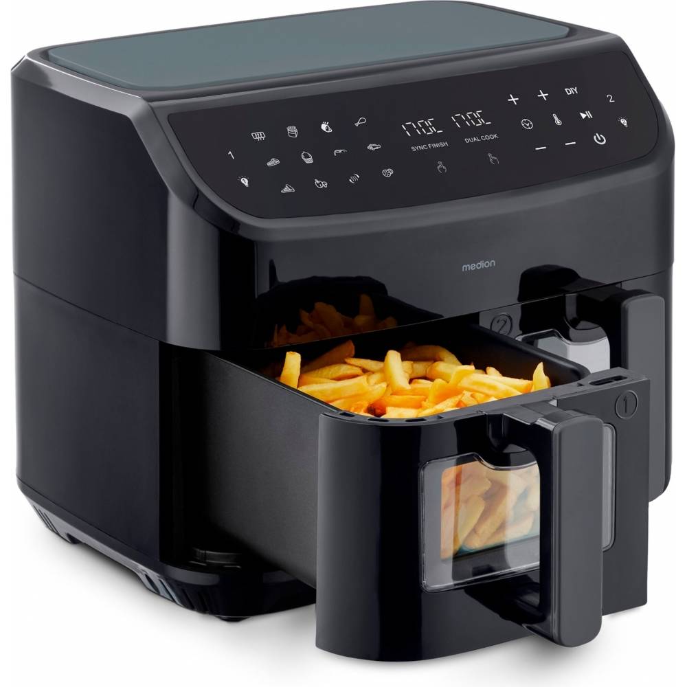 MEDION - Life P20 XXL Twin DoppelzonenHeißluftfritteuse MD 11760 - 2 separate Garzonen - 9