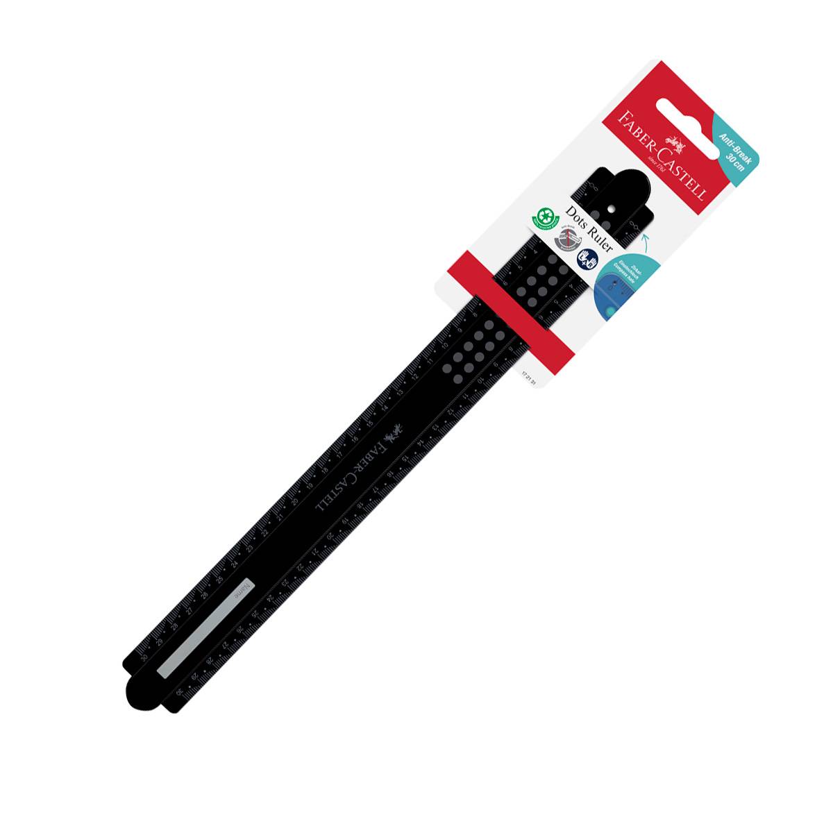 FABER-CASTELL Lineal 30 cm Dots schwarz bruchsicher