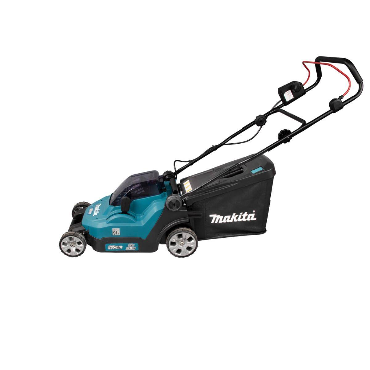 Makita DLM 382 CM2 Akku Rasenmäher 36 V ( 2x 18 V ) 38 cm 40 l + 2x Akku 4,0 Ah + Doppelladegerät
