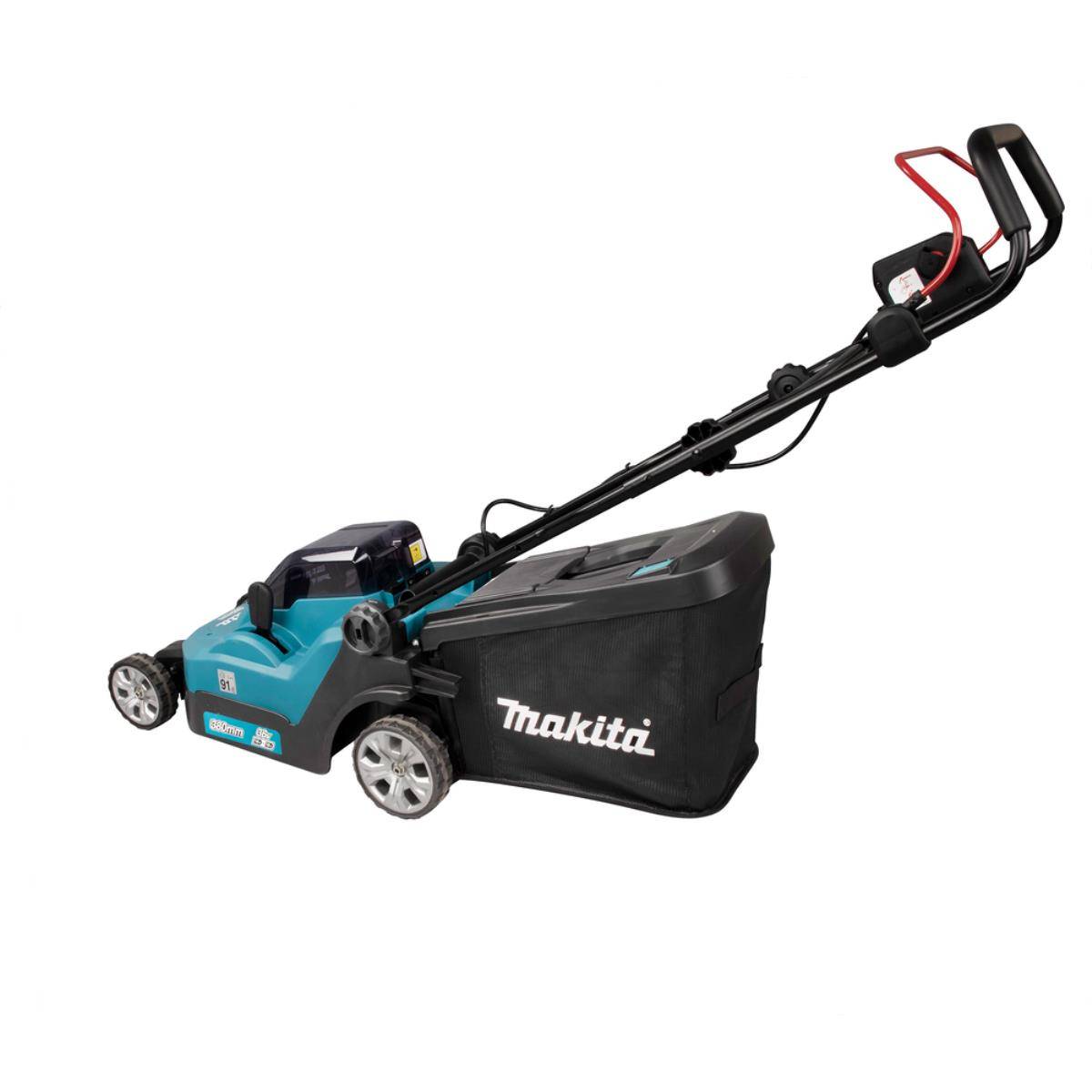 Makita DLM 382 CM2 Akku Rasenmäher 36 V ( 2x 18 V ) 38 cm 40 l + 2x Akku 4,0 Ah + Doppelladegerät