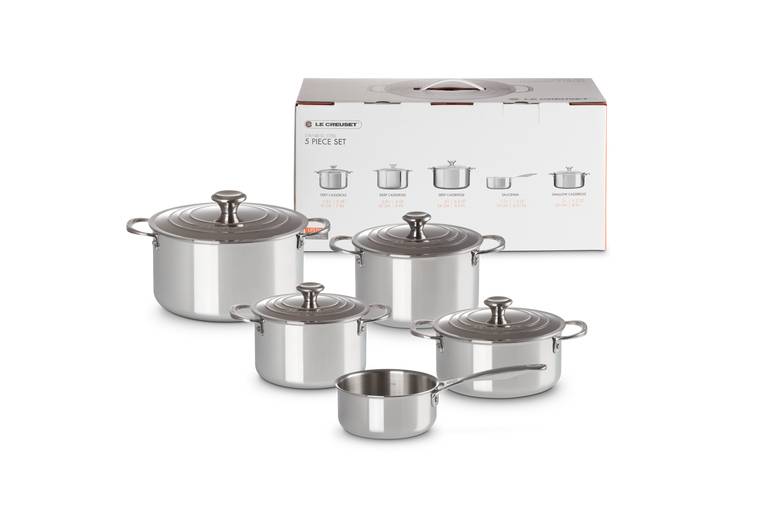 Le Creuset 3-Ply Plus Topfset fünfteilig, silber 96605300000000