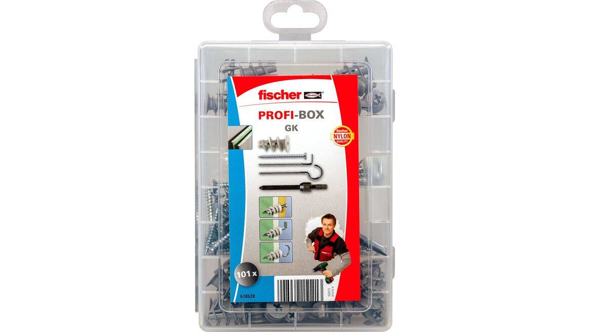 fischer 518528, Schrauben- & Dübelsatz, Gipskarton, Nylon, 50 Stück(e), Box, 50 Plasterboard fixings GK