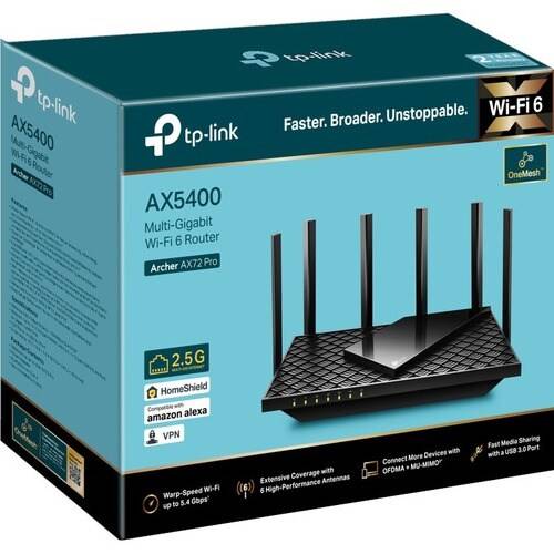 TP-LINK Archer AX72 Pro - Wi-Fi 6 (802.11ax) - Dual-Band (2,4 GHz/5 GHz) - Einge