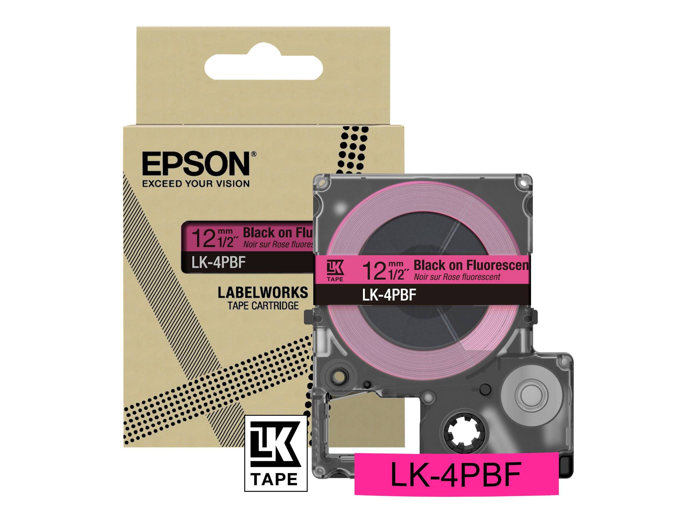 Epson LabelWorks LK-4PBF - Schwarz auf Fluoreszierend - Rolle (1,2 cm x 5 m)