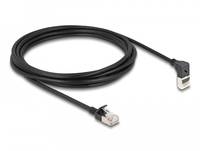 DeLOCK RJ45 Netzwerkkabel Cat.6A S/FTP Slim 90° oben gewinkelt / gerade 3 m schwarz