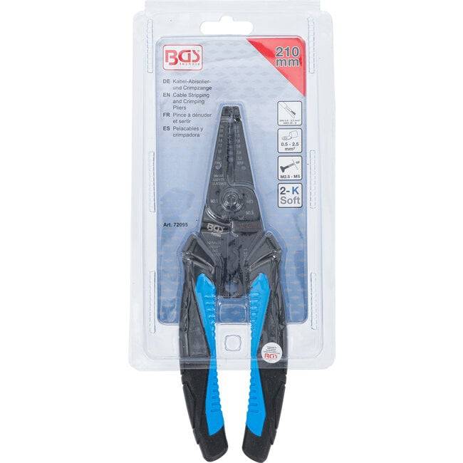 BGS 72095 Kabel-Abisolier- und Crimpzange, 210 mm