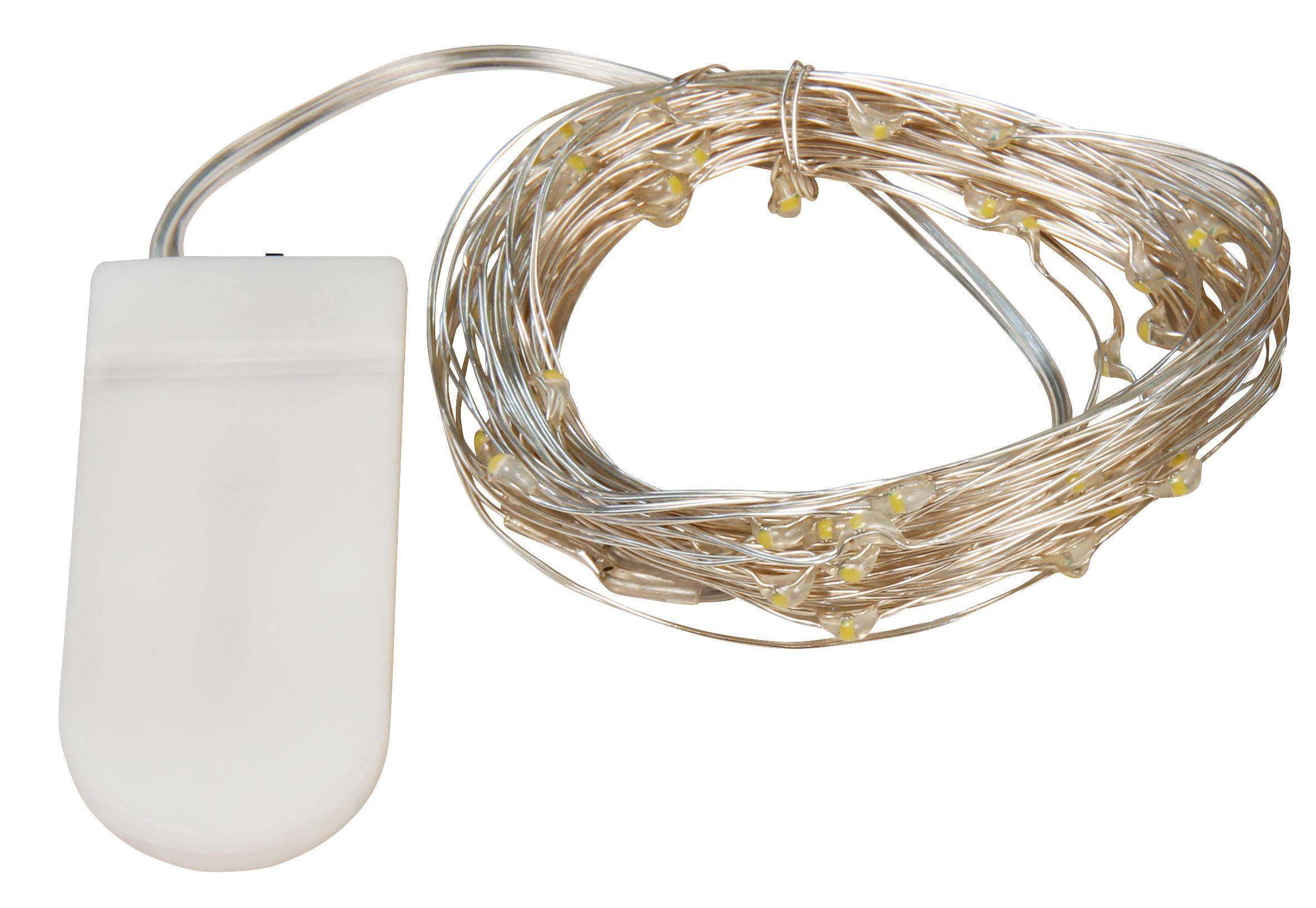 McShine - LED Draht-Lichterkette "Micro", 50 LEDs, warmweiß