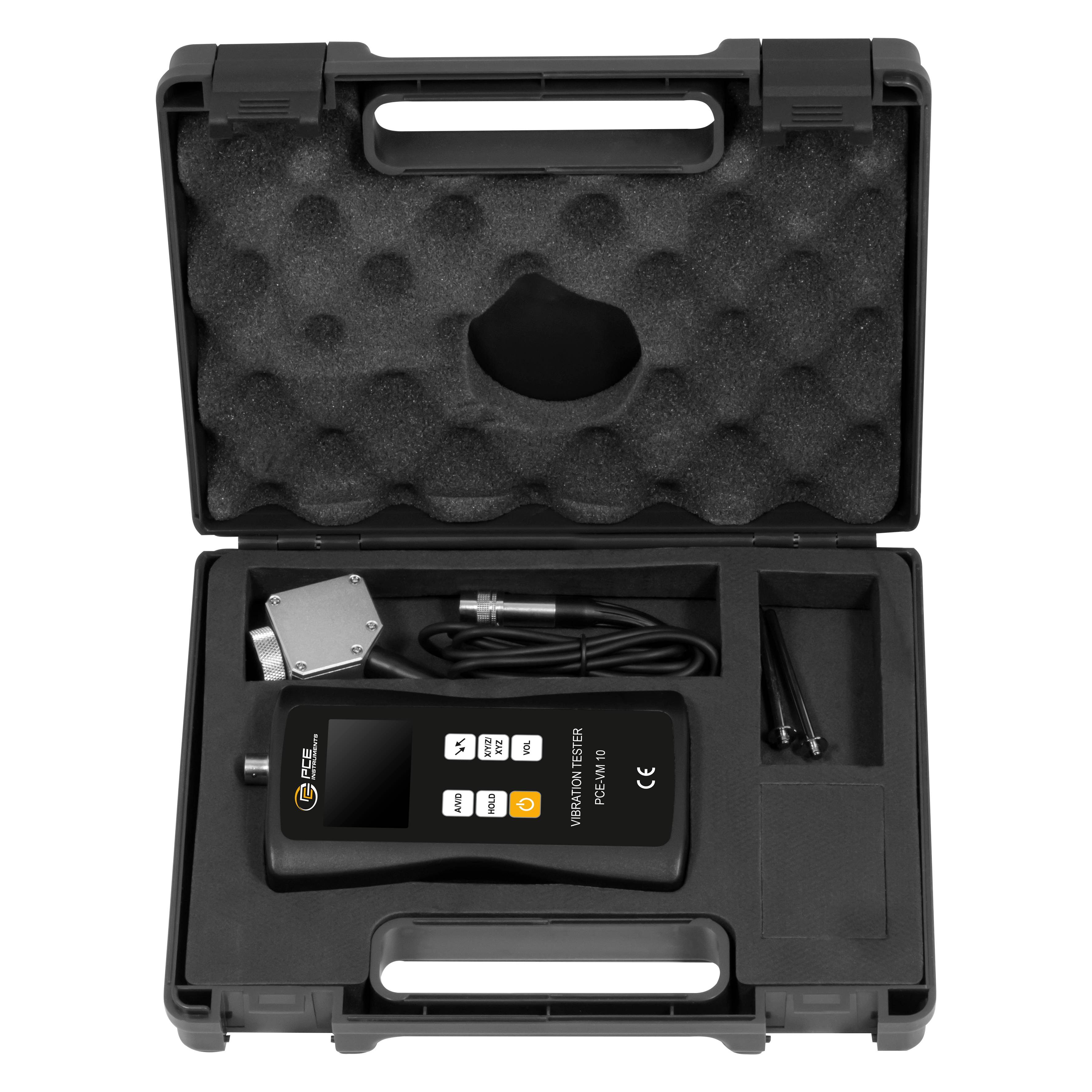 PCE Instruments Vibrationsmessgerät PCE-VM 10 |3-Achsen Sensor X Y Z |Beschleunigung |Geschwindigkeit |Verschiebung