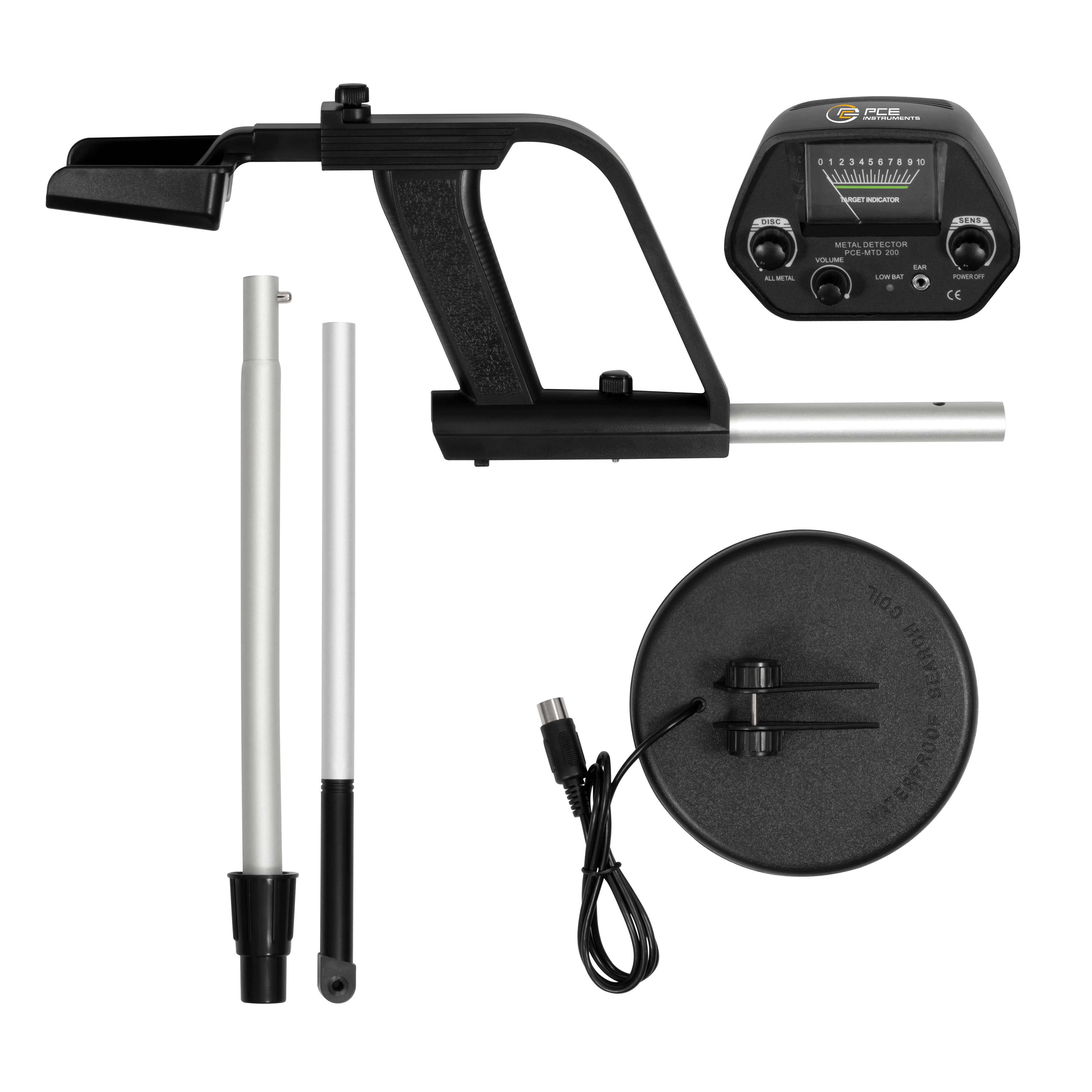 PCE Instruments Metalldetektor PCE-MTD 200 |Suchtiefe (max.) 16cm |Sondendurchmesser 16cm |Zwei Erkennungsmodi |leicht
