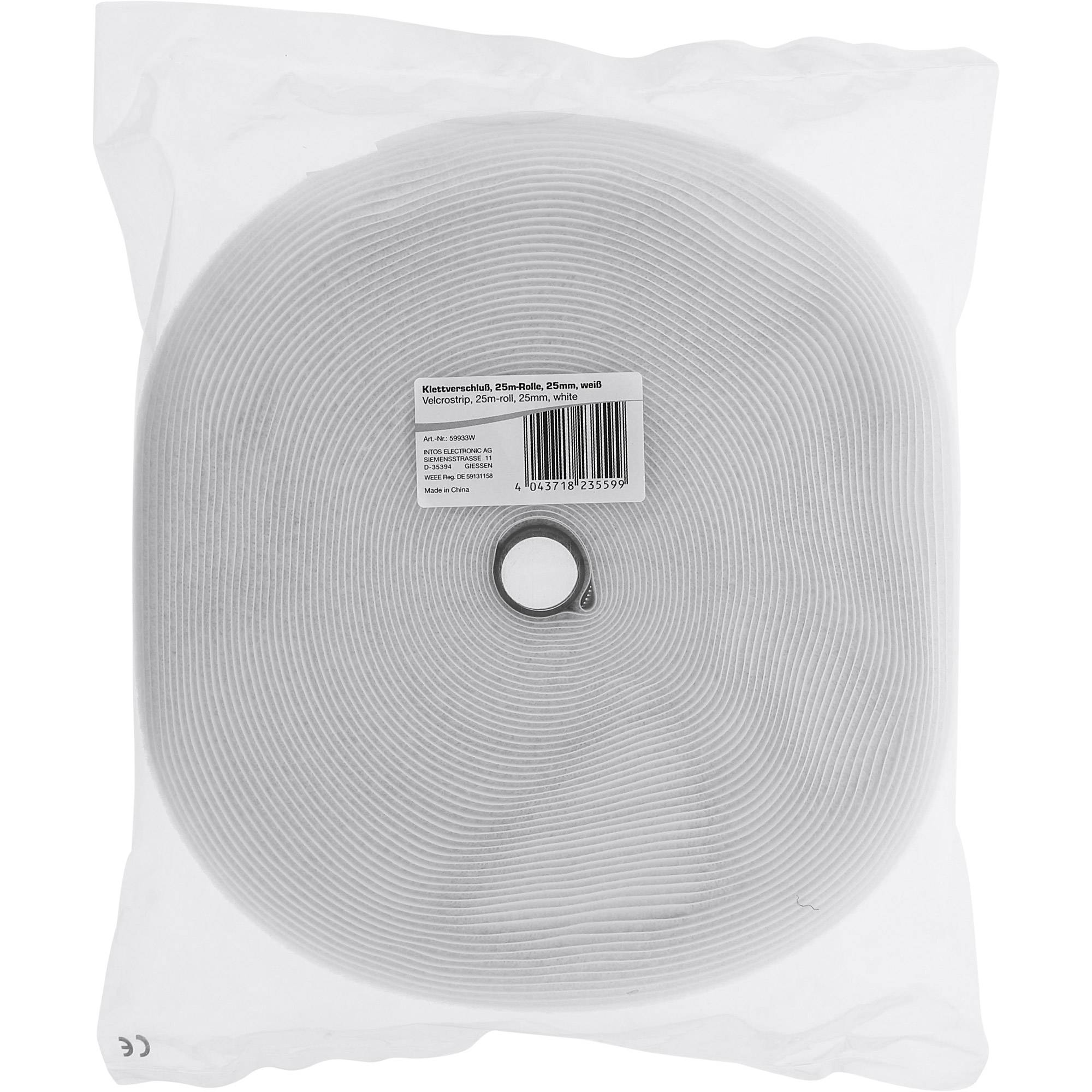 InLine® Kabelbinder, Klettband 2-teilig, 25mm, weiß, 25m