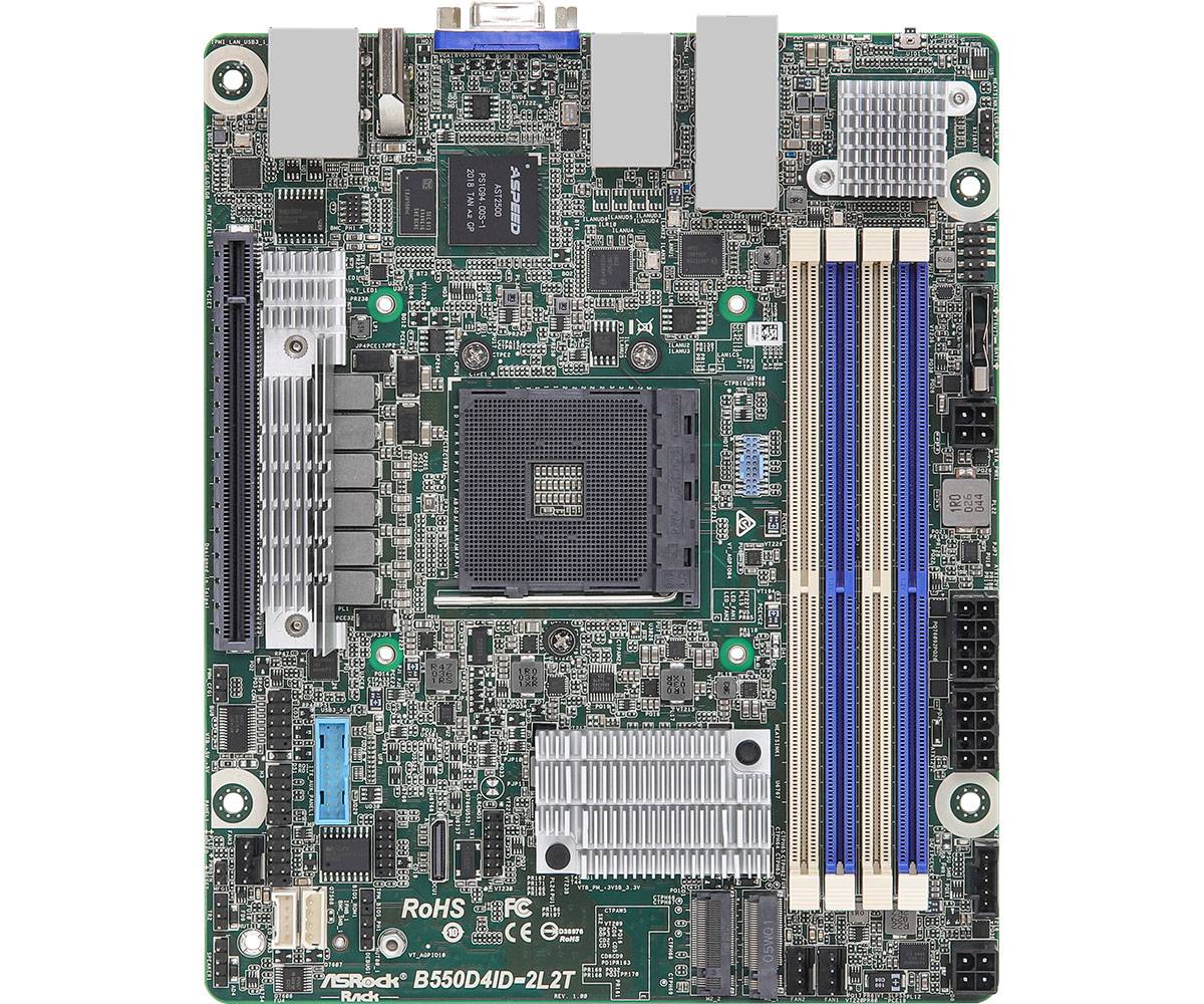 ASROCK - B550D4ID-2L2T Motherboard AMD B550 Sockel AM4 mini ITX - Mainboard - AMD Sockel AM4 (Ryzen)