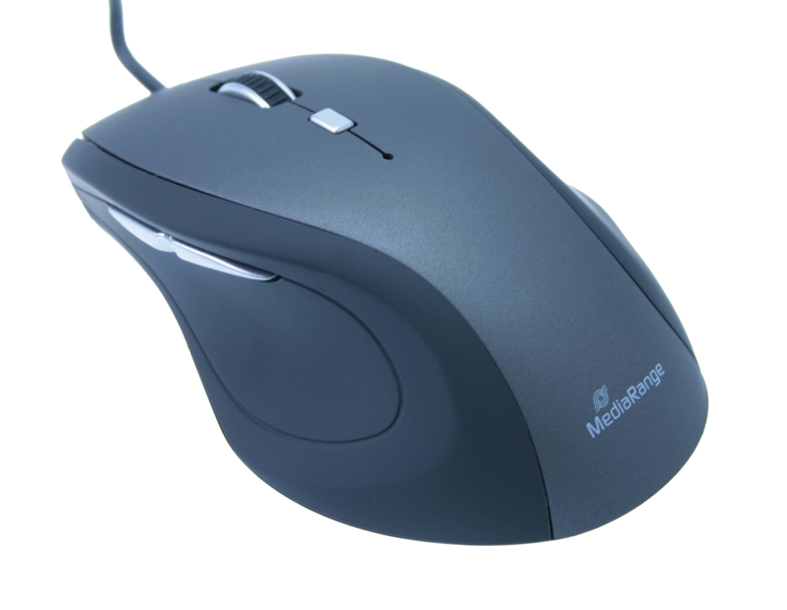 MediaRange Maus optisch 5 Tasten kabelgebunden schwarz/grauUSB