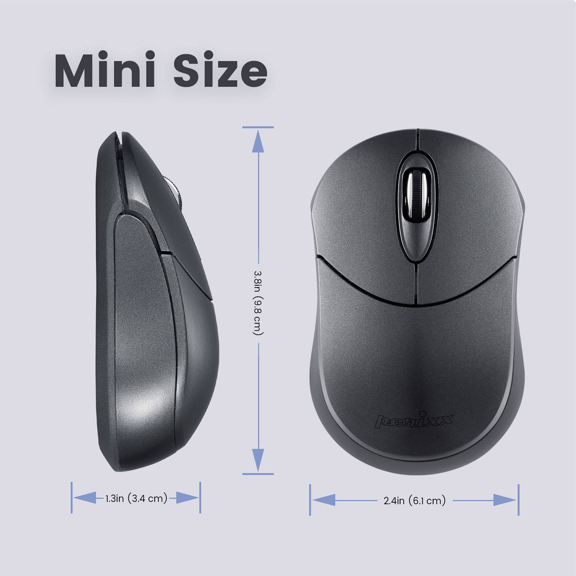 Perixx PERIMICE-802IN, Beidhändig, Optisch, RF Wireless + Bluetooth, 1000 DPI, Schwarz