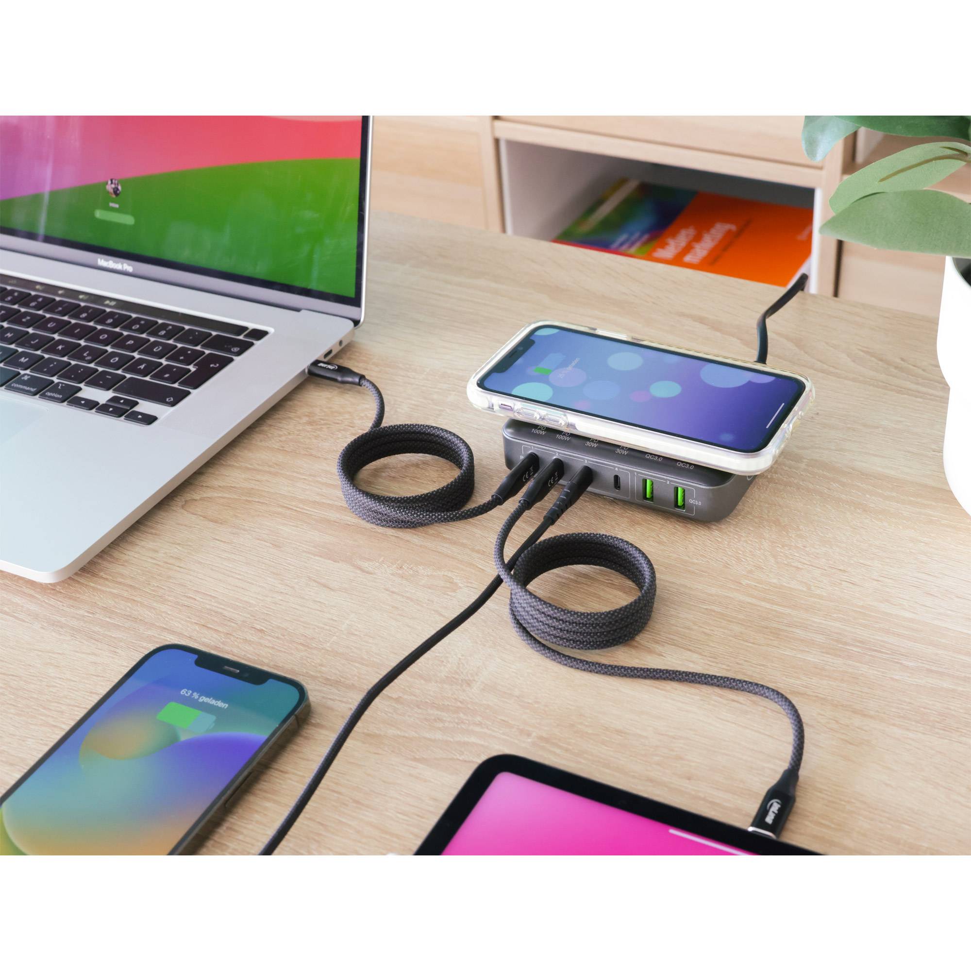InLine Qi Powerstation Multiport - Netzteil - Ladegerät - Wireless charging - Sc