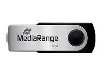 USB-Stick 16GB MediaRange, schwarz 16GB, schwarz/silber16 GB - USB 2.0