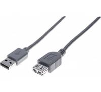 USB 2.0 Verlängerungskabel, USB St. A/ USB Bu. A, grau, 5,0 m