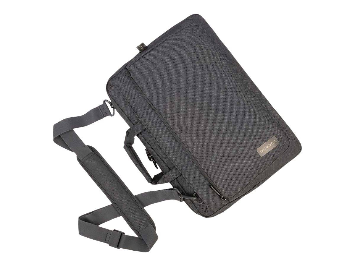 TUCANO Work Out 4 Anthracite In jeder Tasche wurden 17 Plastikflaschen verarbeitet! Stabil gepolsterte Notebooktasche