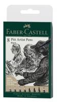 Faber-Castell Pitt Artist Pen Tuschestift, 8er Etui, schwarz, 8 Farben, Schwarz, Mehrfarbig, Erwachsene, 1 Stück(e)