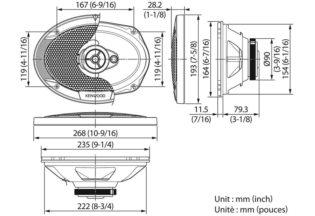 JVC - Kenwood KFC-S6976EX, 3-Wege, 500 W, 4 Ohm, 87 dB, Keramik, Ferrit