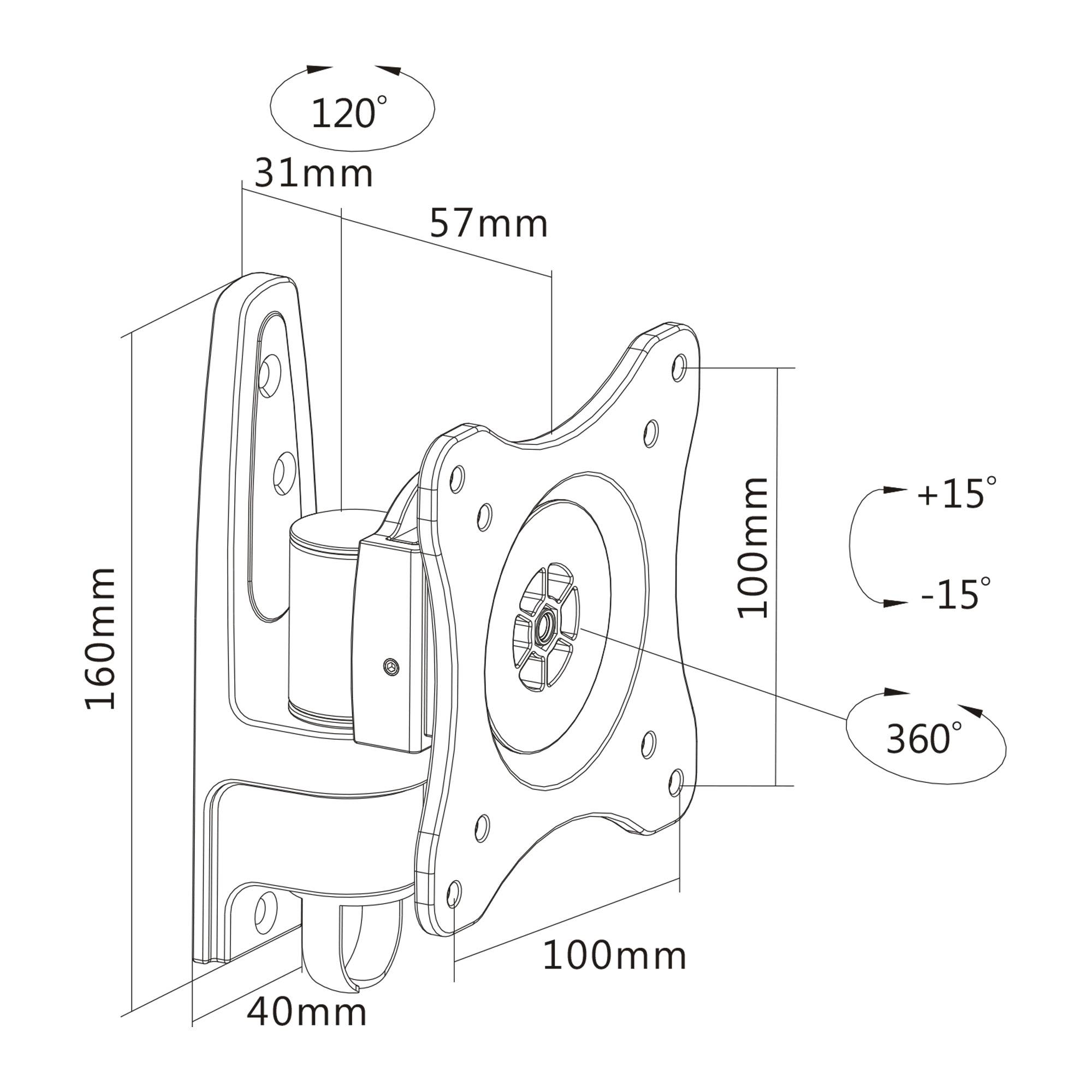 InLine® Wandhalterung, für Monitore bis 69cm (27"), max. 15kg