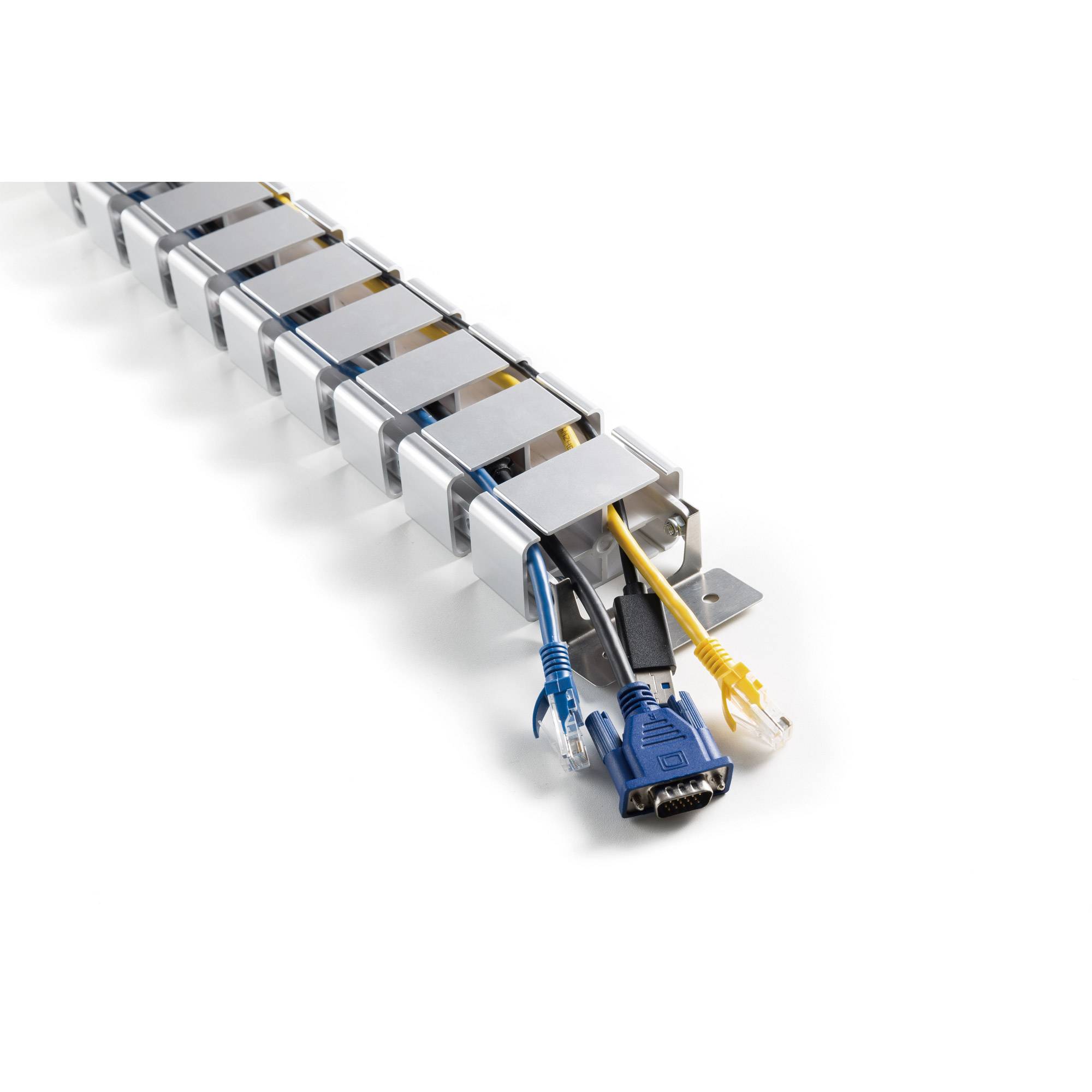 InLine® Kabelkanal flexibel für höhenverstellbare Tische, 4 Kammern, grau