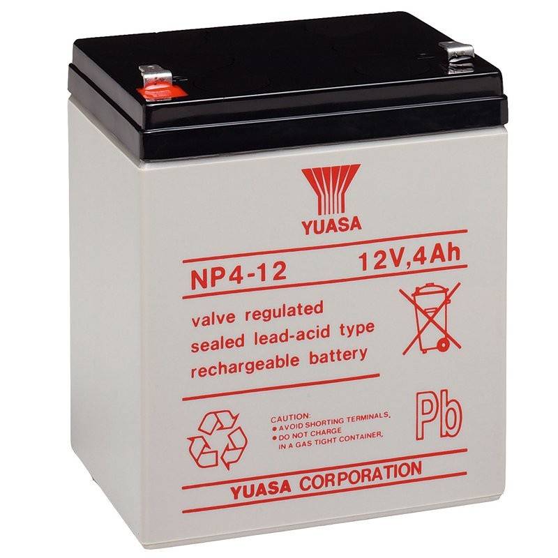 NP4-12 Yuasa Bleiakku NP4-12 mit 12 Volt und 4Ah, 4,8mm Faston Kontakt